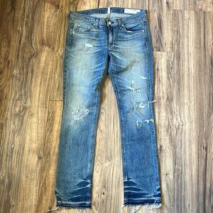 Rag & Bone Crop Jeans Ensenada Wash Raw Hem 28